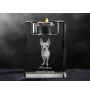 Chihuahua długowłosy świecznik kryształowy z psem Art-Dog