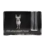 Chihuahua à poil long - Porte-stylos, organiseur en cristal avec photo de chien, décoration de bureau unique par la marque Art-Dog