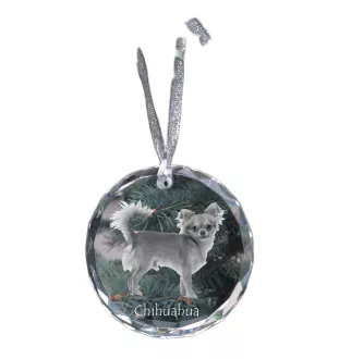 Chihuahua short-haired, Chihuahua smooth - crystal bauble with a photo, dog photo in crystal, personalized Christmas tree ornament by Art-Dog brand