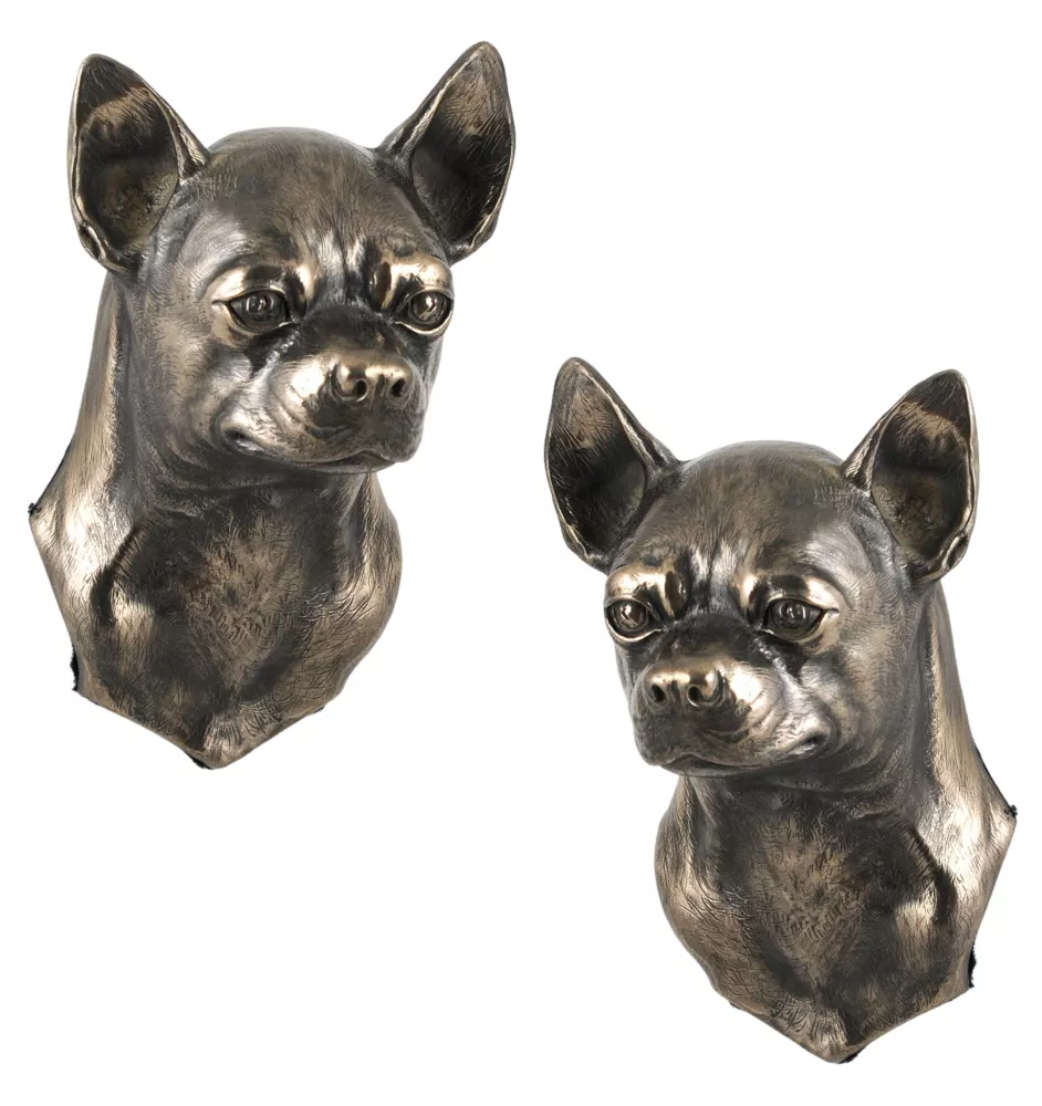 Chihuahua à poil court - Statue de chien, buste suspendu, décoration unique pour les amoureux des chiens par la marque Art-Dog