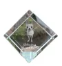 Chihuahua long-haired - crystal cube with a photo, photo of a horse in crystal, cubic paperweight from Art-Dog brand