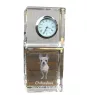 Chihuahua à poil long - montre en cristal avec photo, photo de chien dans un cristal, horloge de bureau personnalisée de la marque Art-Dog