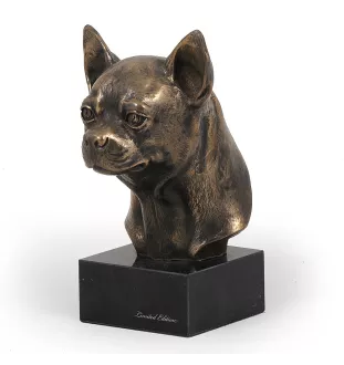 Chihuahua short-haired, Chihuahua smooth I - Dog statue, bust on stone base, sculpture, trophy for dog show by Art-Dog brand