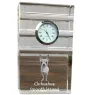 Chihuahua à poil long - une horloge en verre avec une photo, une photo de chien dans un cristal, une horloge de bureau personnalisée de la marque Art-Dog