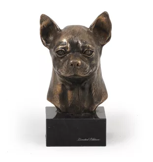 Chihuahua short-haired, Chihuahua smooth I - Dog statue, bust on stone base, sculpture, trophy for dog show by Art-Dog brand
