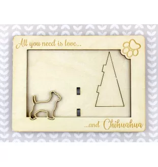 Chihuahua à poil court - Cadre photo, cadre en bois gravé, un joli gadget pour l'amoureux des chiens par Art-Dog