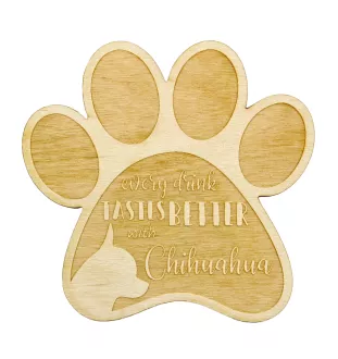 Chihuahua short-haired, Chihuahua smooth I - Mug coaster, engraved coaster with dog, gift for dog lover by Art-Dog brand