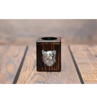 Chihuahua Langhaar - Holzkerzenständer mit Hund, einzigartiges Andenken an den Verlust eines Hundes, Handwerkskunst der Marke Art-Dog