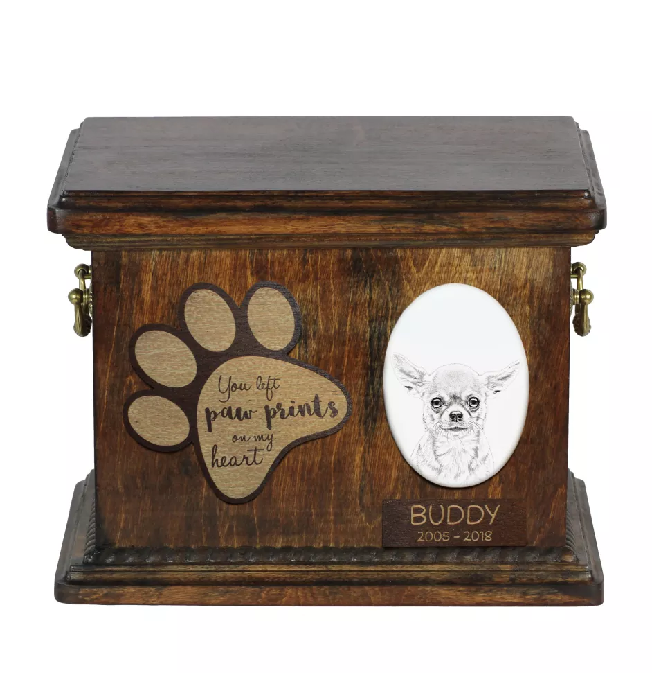 Chihuahua short-haired, Chihuahua smooth - urn for dog ashes, personalized urn with a photo, dog photo urn by Art-Dog