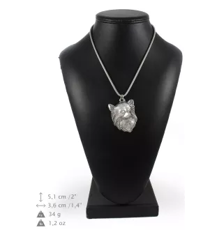 Chihuahua à poil long - un collier avec un chien, un pendentif de chien sur une chaîne en argent, un bijou unique de la marque Art-Dog
