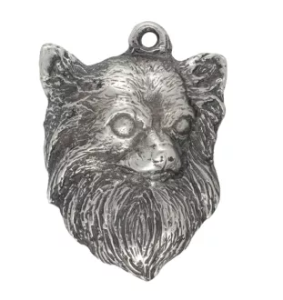 Chihuahua à poil long - un collier avec un chien, un pendentif de chien sur une chaîne en argent, un bijou unique de la marque Art-Dog