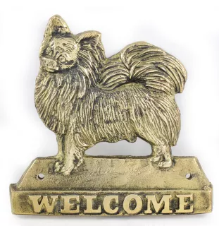 Chihuahua Langhaar - Türschild mit Hund, messingfarbenes Willkommensschild, einzigartiges Schild mit der Aufschrift Welcome von der Marke Art-Dog