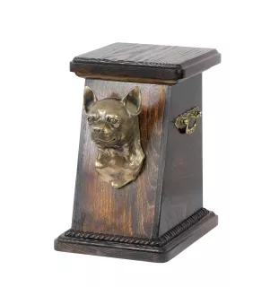 Chihuahua short-haired, Chihuahua smooth - urn for dog ashes, elegant urn with a statue, commemorative urn with a bust of a dog by Art-Dog brand