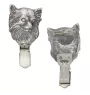 Chihuahua long-haired - brooch with a clip, holder for a start number, silver-plated dog show pin from the Art-Dog brand