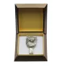 Chihuahua long-haired - brooch with a clip, holder for a start number, silver-plated dog show pin from the Art-Dog brand