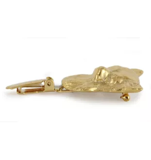 Chihuahua Langhaar I - Brosche mit Clip, vergoldeter Startnummernhalter, elegante Hundeaustellungsnadel der Marke Art-Dog