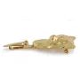 Chihuahua long-haired I - brooch with a clip, gold-plated holder for a race number, elegant dog show pin from Art-Dog brand