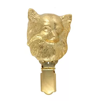 Chihuahua à poil long I - broche avec pince, support doré pour numéro de départ, cadeau pour exposition de chiens de la marque Art-Dog