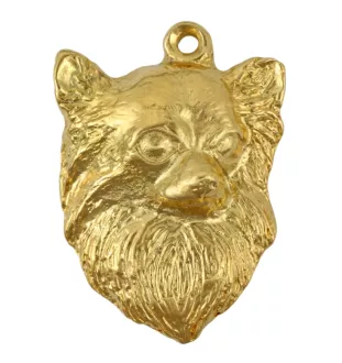 Chihuahua long-haired - keychain and necklace with a dog in a box, high-quality gold-plated product, Art-Dog brand