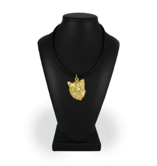 Chihuahua long-haired - keychain and necklace with a dog in a box, high-quality gold-plated product, Art-Dog brand