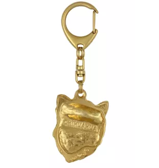 Chihuahua long-haired - keychain and necklace with a dog in a box, high-quality gold-plated product, Art-Dog brand