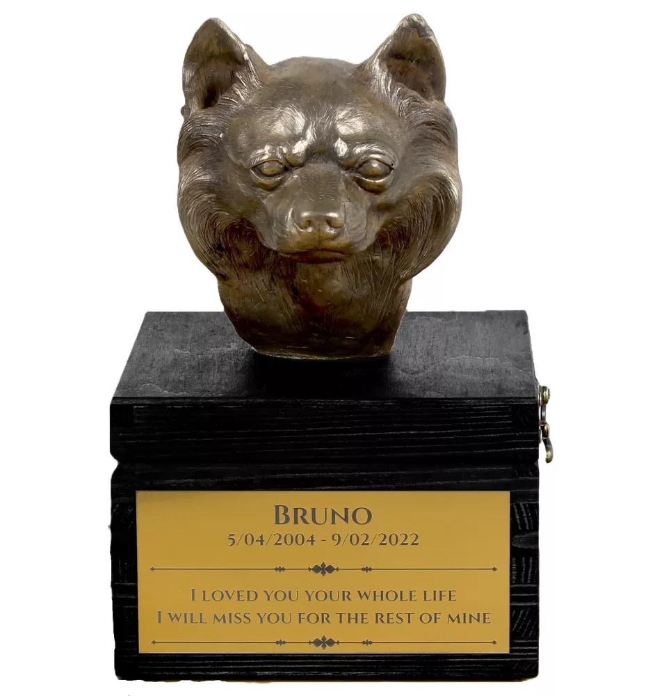 Chihuahua długowłosy urny na pudełku czarne Art-Dog