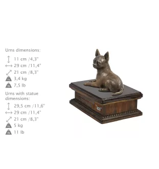 Chihuahua à poil court - urne pour cendres de chien, urne personnalisée avec une statuette, urne en bois avec un chien de la marque Art-Dog