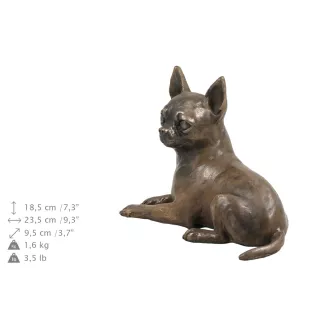 Chihuahua à poil court - urne pour cendres de chien, urne personnalisée avec une statuette, urne en bois avec un chien de la marque Art-Dog