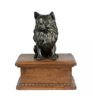 Chihuahua short-haired, Chihuahua smooth - urn for dog ashes with a statuette, personalized wooden urn, small urn for dog ashes by Art-Dog brand