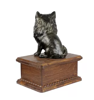 Chihuahua short-haired, Chihuahua smooth - urn for dog ashes with a statuette, personalized wooden urn, small urn for dog ashes by Art-Dog brand