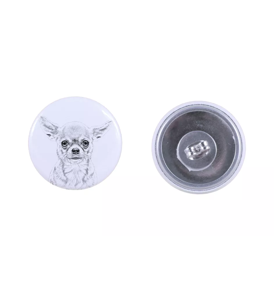 Chihuahua à poil long - boucles d'oreilles uniques avec un chien, votre animal de compagnie sur un porte-clés, marque propre Art-Dog