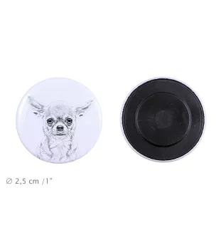 Chihuahua Langhaar Magnet mit einem Hundepfotenabdruck, außergewöhnlich leicht, starker Magnet, handgefertigtes Produkt der Marke Art-Dog