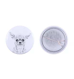 Chihuahua długowłosy przypinka z psem mała Art-Dog