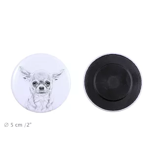 Chihuahua à poil long - aimant avec un œil de chien, exceptionnellement léger, aimant puissant, produit fabriqué à la main par la marque Art-Dog