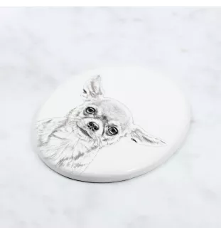 Chihuahua Kurzhaar - Gedenktafel mit einem Foto eines Hundes, Grabplatte mit Druck, personalisierte ovale Platte der Marke Art-Dog