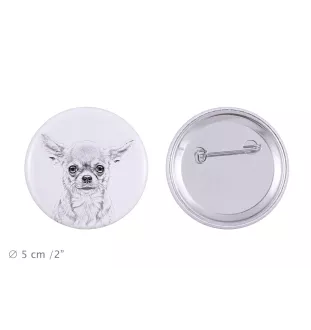 Chihuahua Langhaar - Anstecknadel mit Ihrem Hund, fügen Sie Ihr eigenes Foto hinzu, Marke Art-Dog