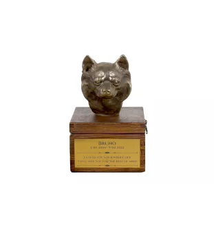 Chihuahua long-haired - urn for dog ashes with a statuette, small urn for a dog, personalized urn with a bust of a dog by Art-Dog brand