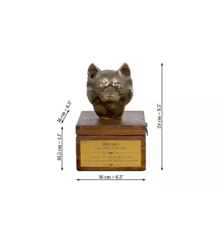 Chihuahua à poil long - urne pour les cendres du chien avec une statuette, petite urne pour chien, urne personnalisée avec le buste du chien de la marque Art-Dog