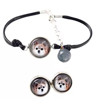 Chihuahua long-haired - a set of jewelry with your photo, a woman's ornament, handmade item, a product made with passion for creating the Art-Dog brand.