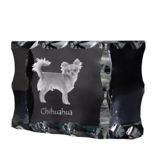 Chihuahua short-haired, Chihuahua smooth - crystal with a picture of a dog, glass statuette with a picture, unique frame with a picture from Art-Dog brand