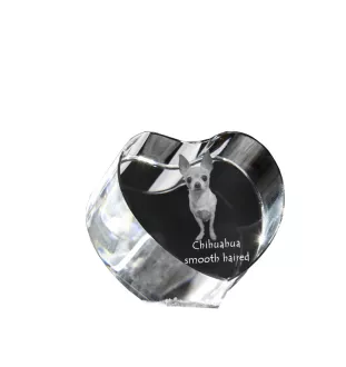 Chihuahua long-haired - a photo of a dog in crystal, crystal heart, unique photo frame from the Art-Dog brand