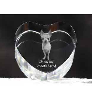 Chihuahua à poil long - une photo de chien dans un cristal, un cœur en cristal, un cadre photo exceptionnel de la marque Art-Dog