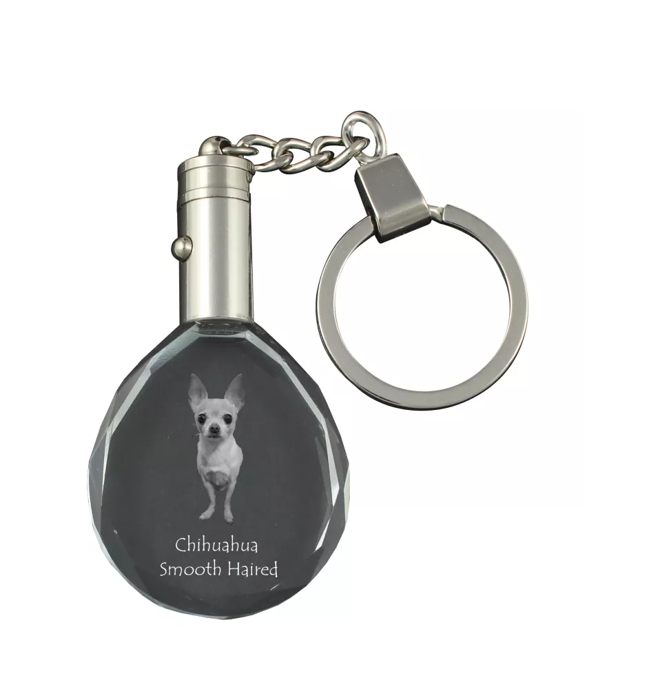 Chihuahua à poil court - pendentif avec une photo de chien, porte-clés en cristal dans une boîte cadeau, un cadeau unique par Art-Dog