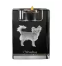 Chihuahua à poil court - Bougeoir avec photo de chien, porte bougie en cristal, cadeau personnalisé par la marque Art-Dog