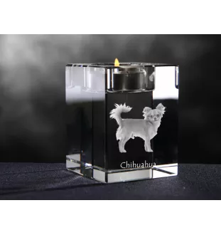 Chihuahua short-haired, Chihuahua smooth - Candle holder with dog photo, crystal tealight holder, personalised gift by Art-Dog brand
