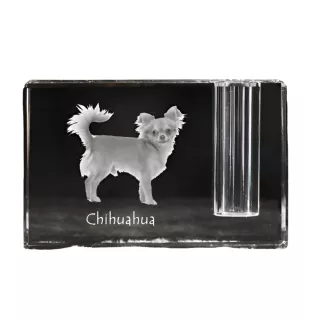Chihuahua à poil court - Porte-stylos, organiseur en cristal avec photo de chien, décoration de bureau unique par la marque Art-Dog