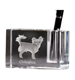 Chihuahua à poil court - Porte-stylos, organiseur en cristal avec photo de chien, décoration de bureau unique par la marque Art-Dog