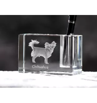 Chihuahua à poil court - Porte-stylos, organiseur en cristal avec photo de chien, décoration de bureau unique par la marque Art-Dog