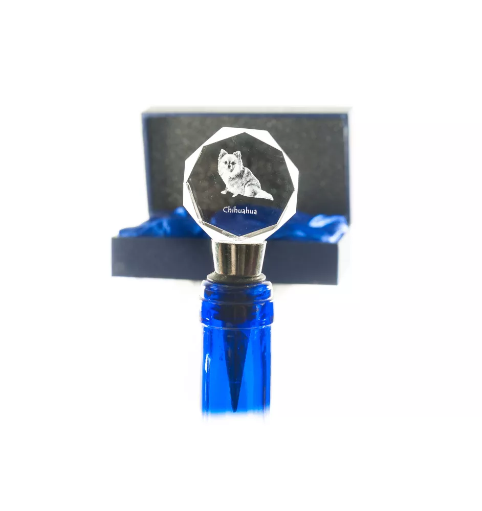 Chihuahua à poil court - Bouchon de bouteille, bouchon de vin en cristal avec photo, cadeau personnalisé pour barman par la marque Art-Dog