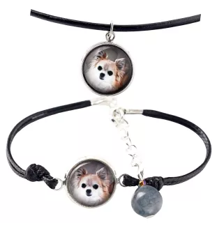 Chihuahua długowłosy naszyjnik i bransoletka ze zdjęciem Art-Dog